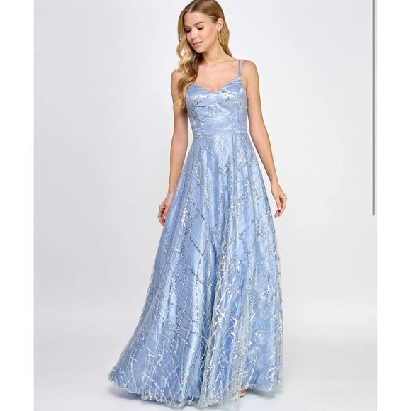 Say Yes To The Prom Juniors Glitter Tulle Embellished Ball Prom Gown 15/16 NWT - Picture 3 of 13